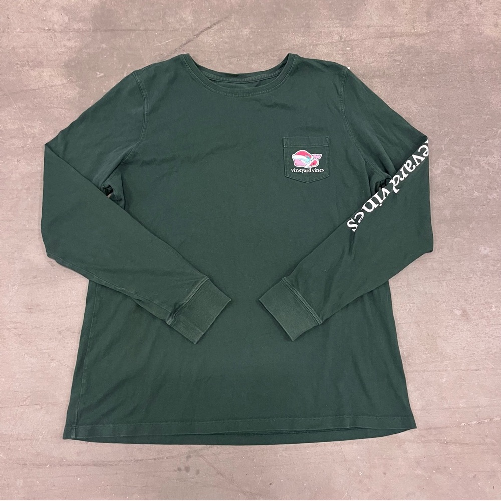 Vineyard Vines Boys' Flocked Santa Whale Long-Sleeve Pocket Tee